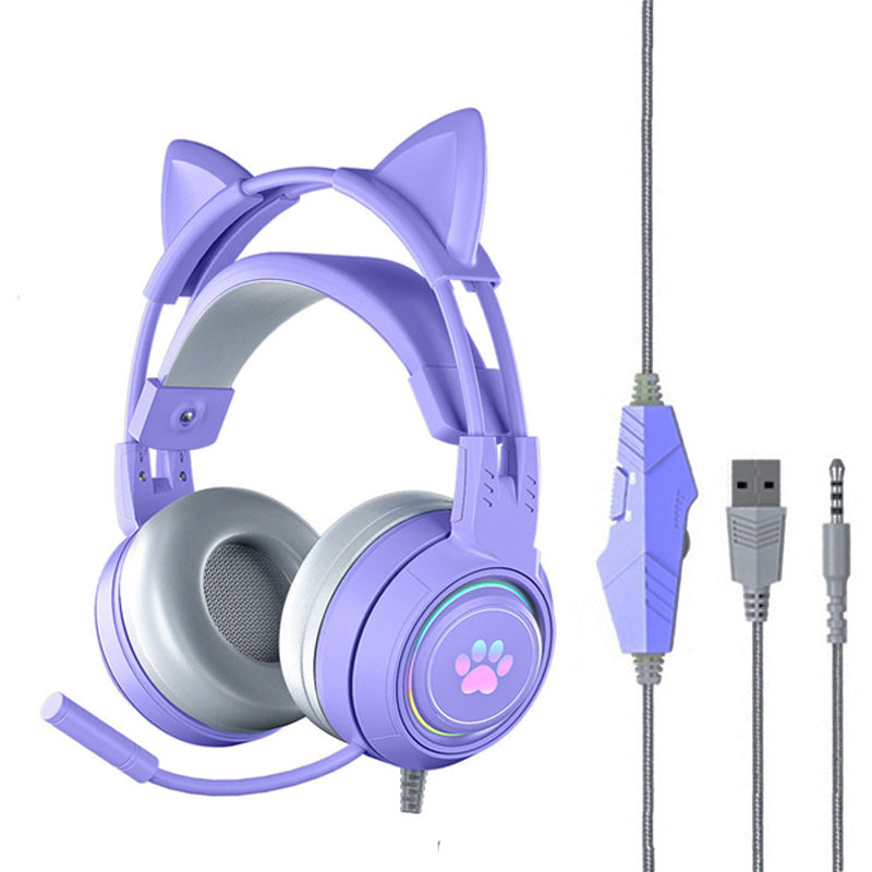 SY-G25 RGB Light Wired Headset Cat Ear Decorated Headphones with Noise Cancelling Mic 3.5mm Gaming Earphones for E-Sports SY-G25 RGB Light Wired Headset Cat Ear Decorated Headphones with Noise Cancelling Mic 3.5mm Gaming Earphones for E-Sports